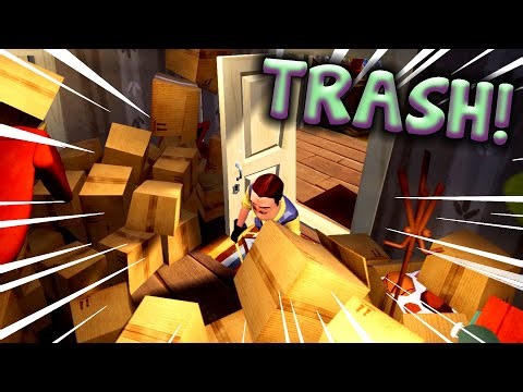TRASH CHAIN REACTION PRANK in HELLO NEIGHBOR!
