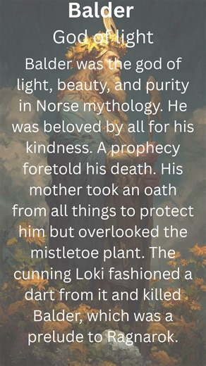 Balder: the god of light, beauty, and purity in Norse mythology