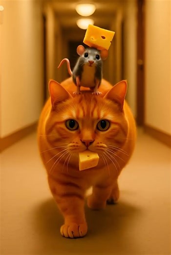 Orange Tabby Cat, Mouse, and Cheese