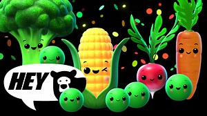 Hey Bear Sensory - Funky Veggie's Dance Party! - Fun Video with Music! - Fruit and Veggies - Hey Bear Productions