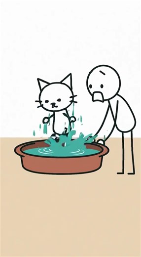 I Barely Got the Cat Wet… It Acted Like This 😱🐈