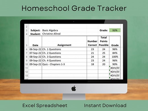 Homeschool Grade Tracker Spreadsheet | Assignment Tracker for Home School | Excel | Instant Download - Etsy
