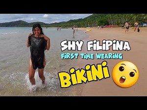 🇵🇭 Shy Filipina Wearing Bikini for the First Time on the Beach