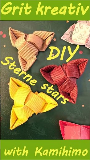 3-min-DIY: Kurzanleitung, kleinen Fröbelstern aus nur 3 Streifen mit 3 Zacken aus Kamihimo basteln