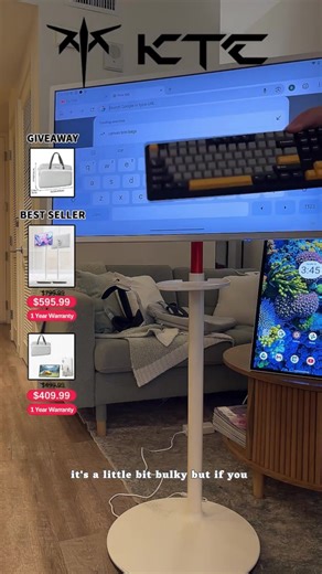 KTC A27Q7 27‘’ Portable Smart Screen, 1080P@60Hz Touch Monitor, Android 14 & Google EDLA Certification, 8GB 128GB, Qualcomm SM6115, with 9500mAh Battery & Wi-Fi 5 Wireless Casting, 4000:1 Contrast, Built-in 8MP Camera and Speakers