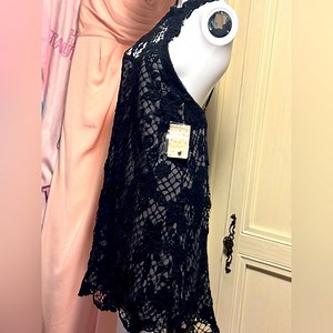 Free people black flower netted lined halter dress