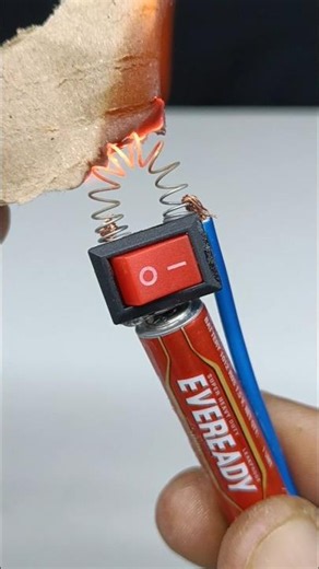 How to Make Electric Lighter with AA Battery (Red Hot Coil) #shorts #lighter #diycrafts