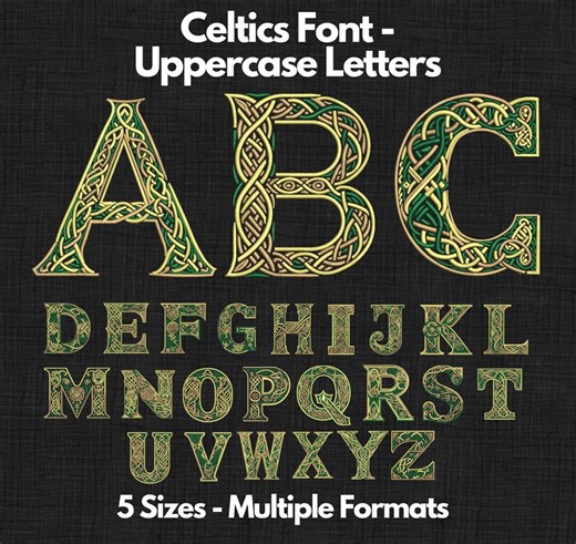 Celtic Font Embroidery Design: Uppercase Letters (PES, DST) - Etsy