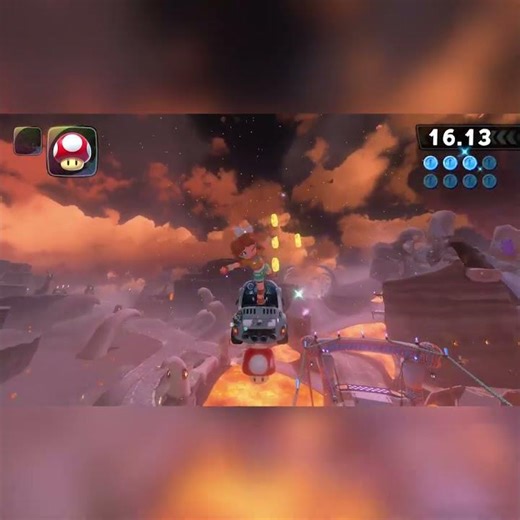 Balance on the tightrope to gather blue coins! [Daisy] P-Switch | Mario Kart World #shorts #dvo