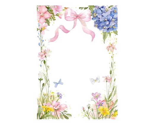 Wildflower Butterfly Bow Frame Clipart: Watercolor Floral Border (digital Download) - Etsy