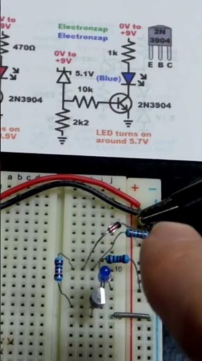 Pull Down Resistor Helps 5V1 Zener Diode NPN BJT Low Voltage Shut Off Blue LED Circuit #transistor
