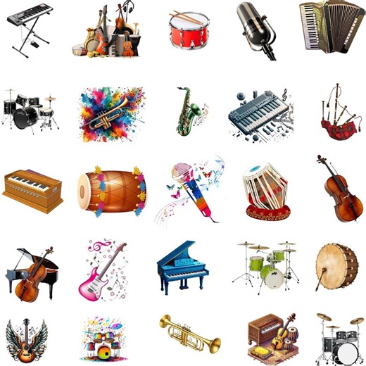 Musical Instrument PNG Bundle | Music Clipart | Sublimation & Cricut Design - Etsy