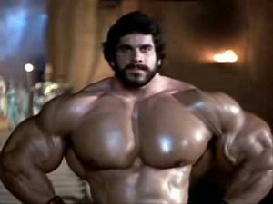 Bulked-up Hercules flexing pecs (take two)