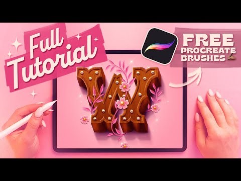 Wood Letter Tutorial for Procreate | FREE Brushes 🪵🌸