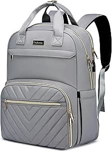 Lunch Backpack for Women, 15.6 inch Laptop Backpack with USB Port, Water Resistant Insulated Cooler Lunch Bag , Travel Work Laptop Bags with Lunch Box for College Work Pincic Camping Beaches, Grey