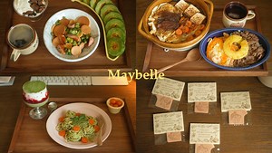 VLOG·春日餐桌/抹茶米布丁·青酱番茄意面·芝士香肠松饼·菠萝牛肉饭·寿喜烧/准备参加外滩国际面包节啦！