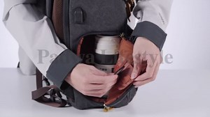 Padwa Lifestyle Black Gray Professional Camera Backpack - Retro Crazy Horse Art Cowhide Canvas Large Camera Bag with Multi Camera&16” Laptop Thick Compartment,Weather Resistant Photography Backpacks