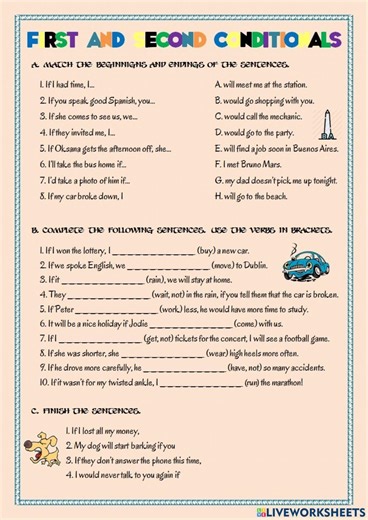 First and Second Conditionals online worksheet for A2 - B1
