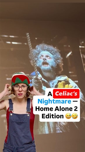 Casey Cromwell | Gluten Free Celiac Foodie on Instagram: "What’s a funny gluten free moment you’ve witnessed in a tv show / movie lately? 🤣 Or one you’ve witnessed / overheard in real life? 😂 We were watching Home Alone 2 for the holidays & being flattened with a bag of flour is now one of my worst fears as a celiac… 🫣 If you’ve also woken up at night terrified from a “gluten nightmare”, lmk your funniest one 👇🤣 PS — follow me (@collegeceliackc) for more gluten free pop culture coverage, ce