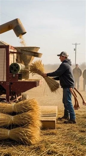 Satisfying Wheat Threshing Process in USA Farm 🇺🇸 | Amazing Farming Shorts