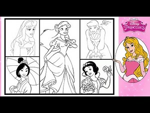 Disney PRINCESSES coloring page Compilation ARIEL MULAN SNOW WHITE CINDERELLA Coloring Page Markers