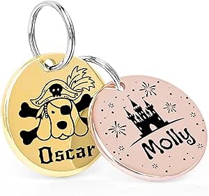 Customizable Cat Dog ID Tags - Original Funny Art Design - Stainless Steel Deep Engraving for Dogs