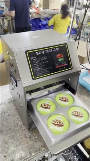 Potato chip paper canister foil lid manual sealing machine 4 cavity