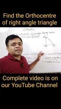 Find Orthocentre in a right angle triangle #maths #shorts #jee #11thclassmath