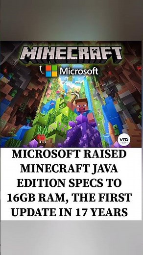 Microsoft raises Minecraft Java Edition recommended specs to 16GB.