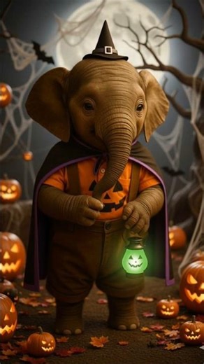 Elephant’s First Halloween🎃 Celebration with Kids! 👻#halloween#ai