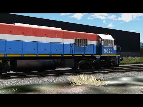 Open Rails Argentina - GT22CW 9090 NCA Saliendo de Cañada de Gomez con un tren cargado a Villa Maria