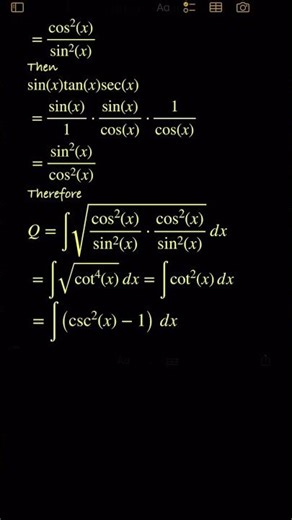 ∫√((cos(x)cot(x)csc(x))/(sin(x)tan(x)sec(x)))dx MIT Integration Bee 2026 Qualifying Exam Question 16