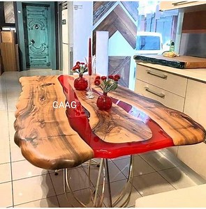 Red Epoxy Rectangular Table Top With Acacia Wood | Dining Table Top | Live Edge Wooden Table Top | Resin River Table Top ( Customisable ) - Etsy