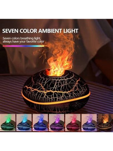 USB-Powered Air Diffuser Humidifier With Essential Oil/Scent Diffuser (Requires Purchase) - 7-Color Changing LED Lights, Flame Effect Humidifier, Silent Operation, Suitable For Home, Office, Yoga, Automatic Shut-Off When Water Is Low, ABS Material, Home Decoration, Christmas Gift | SHEIN