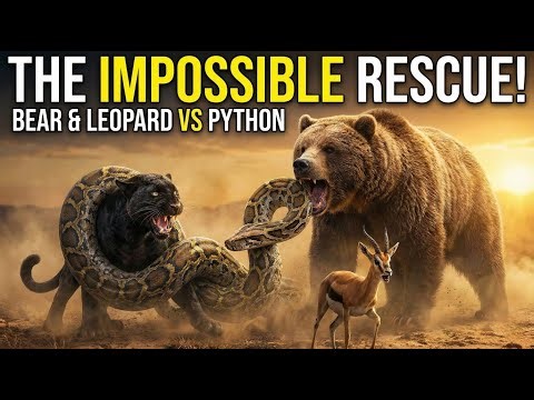 The IMPOSSIBLE Alliance: Black Leopard & Giant Bear Unite to KILL Massive Snake! 😱#blackleopard