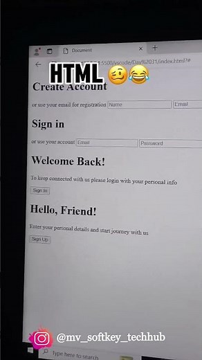 🎨 From Basic to Beautiful! 💻✨Today I created a simple HTML form #python#coding #mvsoftkeytechhub