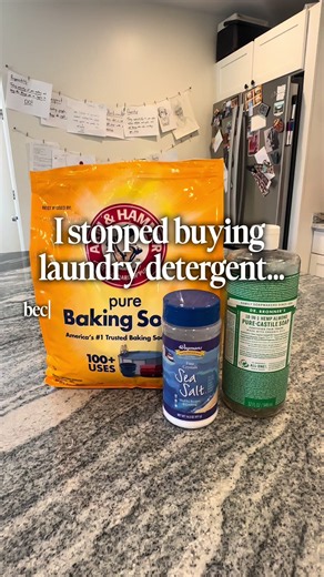 I’ve been making my own laundry detergent for years and it’s one of those little DIYs I’ll probably never stop doing. It’s just 3 ingredients: baking soda, sea salt Castile soap. It’s a simple, non-toxic option, costs me about 10¢ per load, and takes basically no time to mix up. For comparison, popular non-toxic laundry brands can cost around 20¢ per load — so I’m saving a little money while knowing exactly what I’m putting in my laundry. Simple, inexpensive, and one less thing to add to the gro