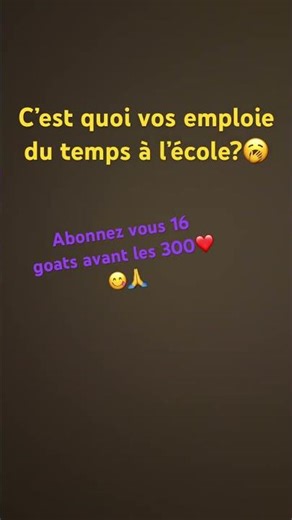 Alors votre emploi du temps ?😁