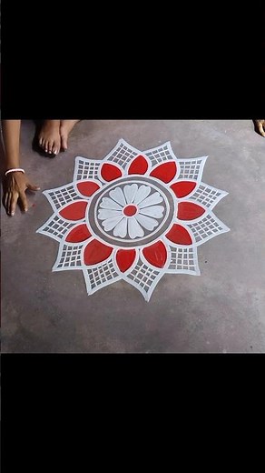Beautiful round alpona design /Simple round alpana design / Rangoli design / Kolam / Muggulu / jhoti