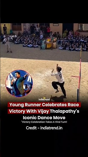 runner celebrates race victory with vijay thalapathy's iconic dance move ☠️ #motivation #shorts