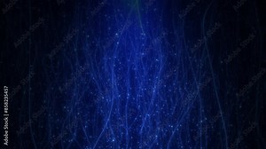 Abstract rain in the light of a lantern. Blue fibers descending from above. Looped seamless animation.