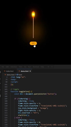 Fire Effect Using Only HTML CSS JS | This Fire Looks TOO Real 🔥 #coding #shorts #viralvideo