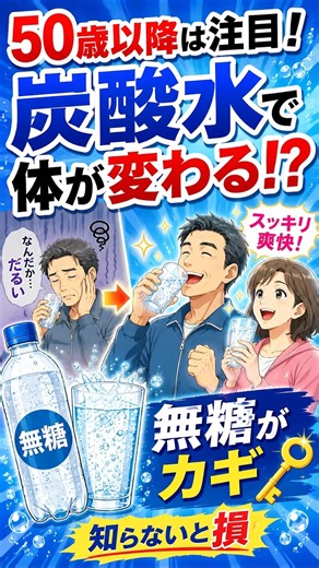 【無糖の炭酸水でスッキリ！50歳以降の人に起こる10の変化】