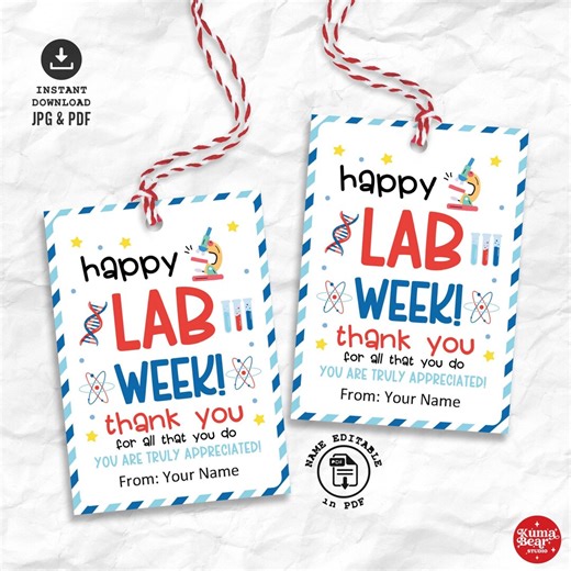 Medical Laboratory Professionals Week Tags, Lab Week Gift Tag Printable, JPG PDF Instant Download - Etsy