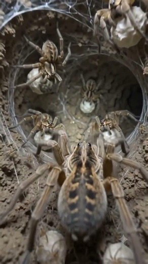 Inside a Wolf Spider's Hidden Burrow | Tiny Camera POV 🕷️