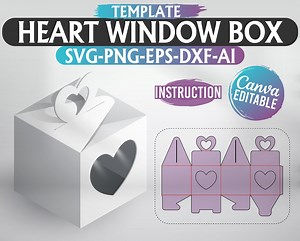 Heart Window Box Template: Wedding Favor, Gift Box SVG (printable) - Etsy