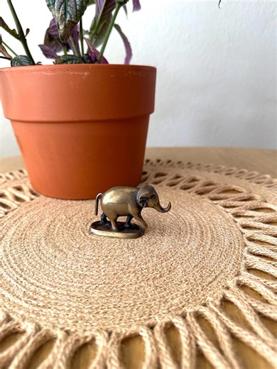 Brass Elephant Figurine Miniature Gold Elephant Statue Bookshelf Decor - Etsy