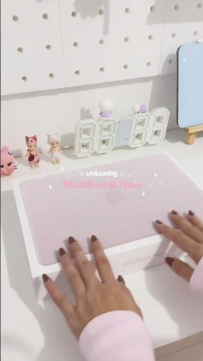 Macbook Neo Blush aesthetic unboxing + setup 💕✨🌸 #macbookneo #macbookpink #unboxing