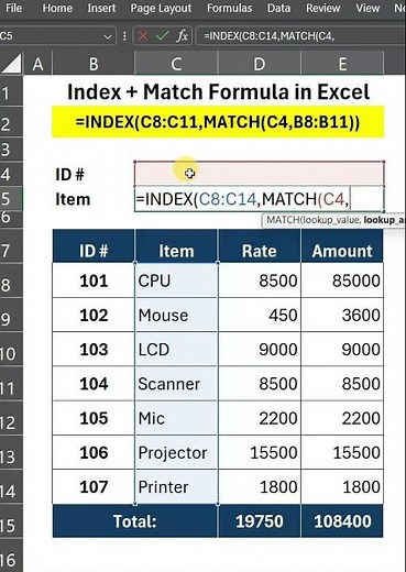 Excel Tip 31 - Index Match Formula in Excel | Hoorain Academy #index #match #indexformula #hca #jcd