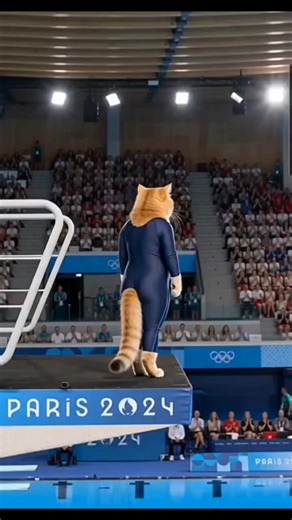 Cats participating in Olympic diving